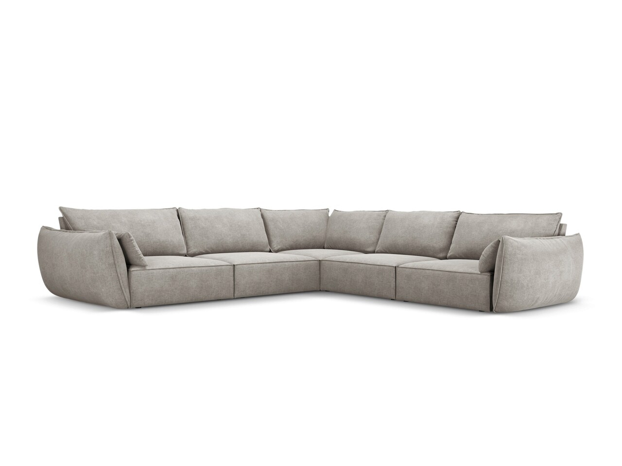 Coltar simetric 7 locuri, Kaelle, Micadoni Home, BL, 286x286x85 cm, poliester chenille, gri deschis - imagine 6